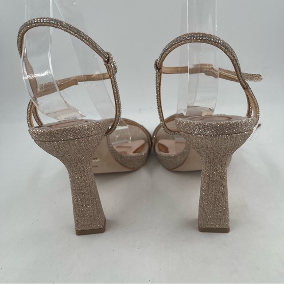 NIB! Badgley Mischka Women’s Urbana Pale Gold Glitter Stiletto Heel Sandals-8.5 - Picture 5 of 14